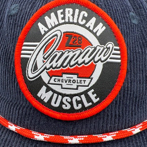 Chevrolet Camaro Z28 Hat American Muscle Circle Patch Navy Rope Corduroy Cap NWT - Picture 2 of 8